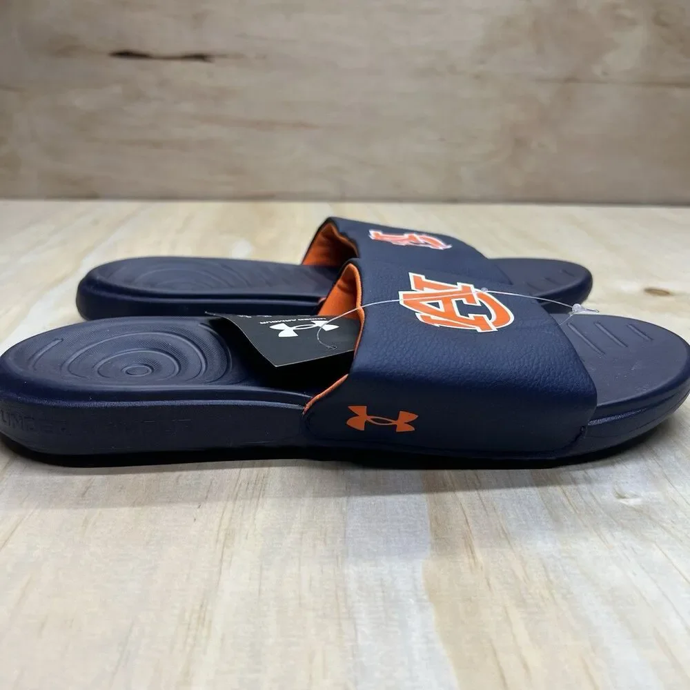 NEW sz 10 Auburn Tigers Under Armour Ansa Slide Sandals Blue